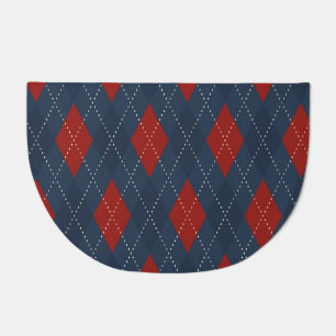 Royal Blue Argyle Christmas Pattern Doormat