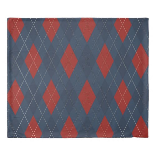 Royal Blue Argyle Christmas Pattern Duvet Cover