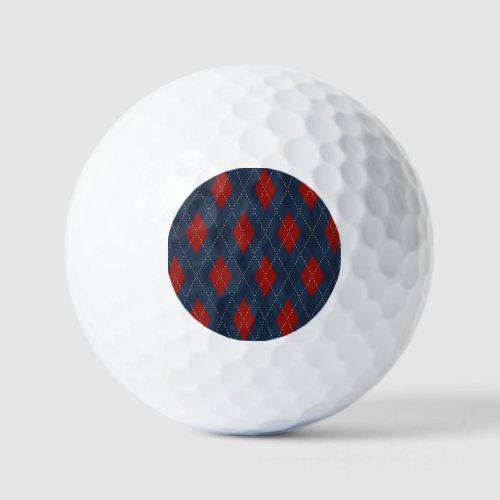 Royal Blue Argyle Christmas Pattern Golf Balls