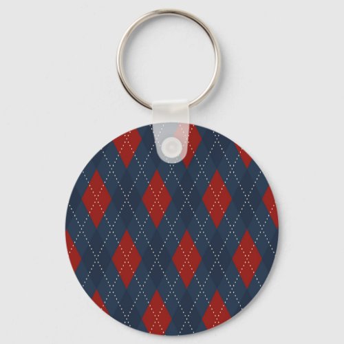 Royal Blue Argyle Christmas Pattern Keychain