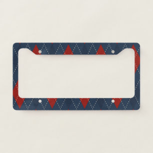 Royal Blue Argyle Christmas Pattern License Plate Frame