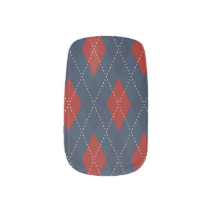 Royal Blue Argyle Christmas Pattern Minx Nail Art