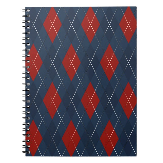 Royal Blue Argyle Christmas Pattern Notebook (Front)