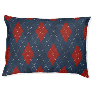 Royal Blue Argyle Christmas Pattern Pet Bed