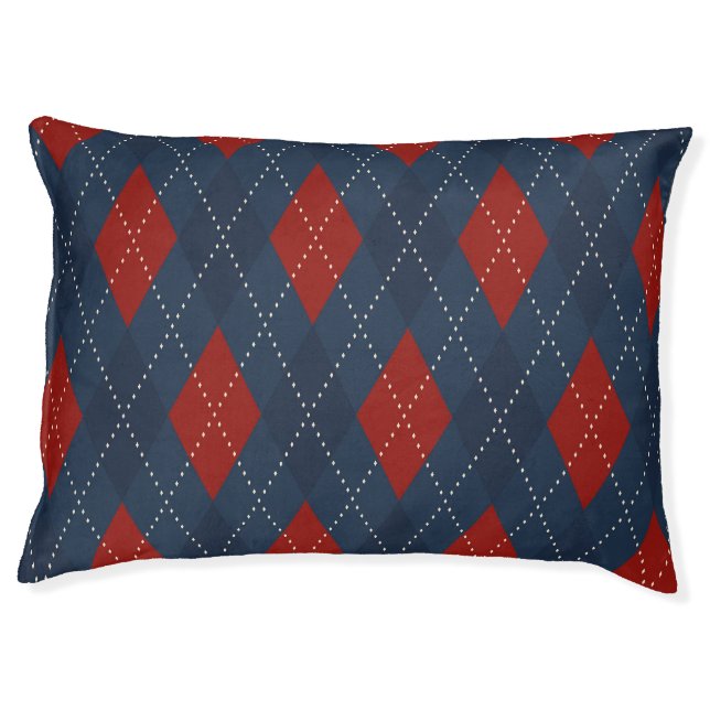 Royal Blue Argyle Christmas Pattern Pet Bed (Front)