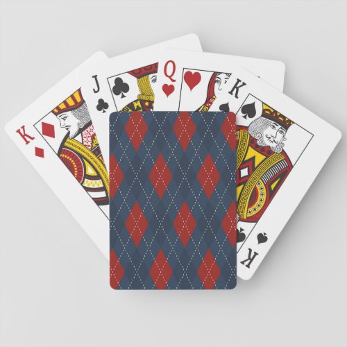 Royal Blue Argyle Christmas Pattern Playing Cards