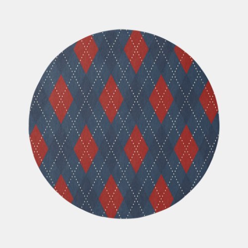 Royal Blue Argyle Christmas Pattern Rug