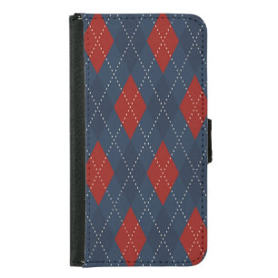 Royal Blue Argyle Christmas Pattern Samsung Galaxy S5 Wallet Case