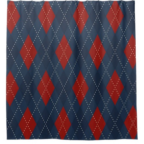 Royal Blue Argyle Christmas Pattern Shower Curtain