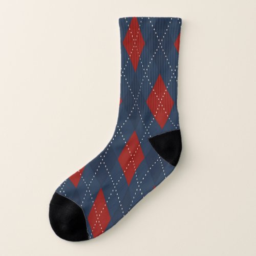 Royal Blue Argyle Christmas Pattern Socks
