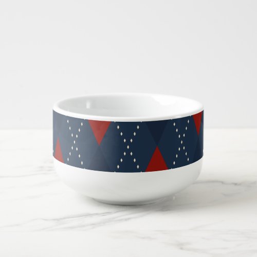 Royal Blue Argyle Christmas Pattern Soup Mug