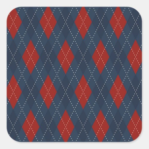 Royal Blue Argyle Christmas Pattern Square Sticker