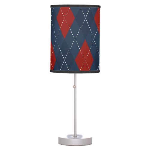 Royal Blue Argyle Christmas Pattern Table Lamp