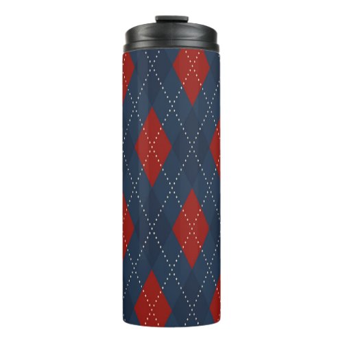 Royal Blue Argyle Christmas Pattern Thermal Tumbler