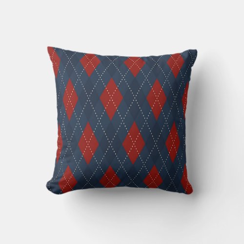 Royal Blue Argyle Christmas Pattern Throw Pillow