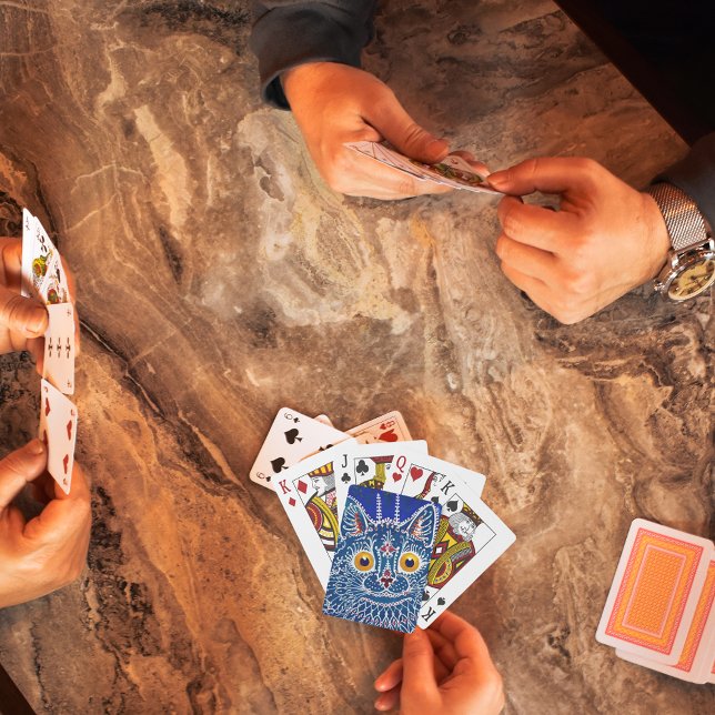  Royal blue artistic Kaleidoscope Cat Poker Cards (Creator Uploaded)