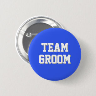 Royal Blue Athletic Letters Team Groom Button