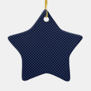 Royal Blue Automotive Carbon Fiber Decor Print Ceramic Ornament