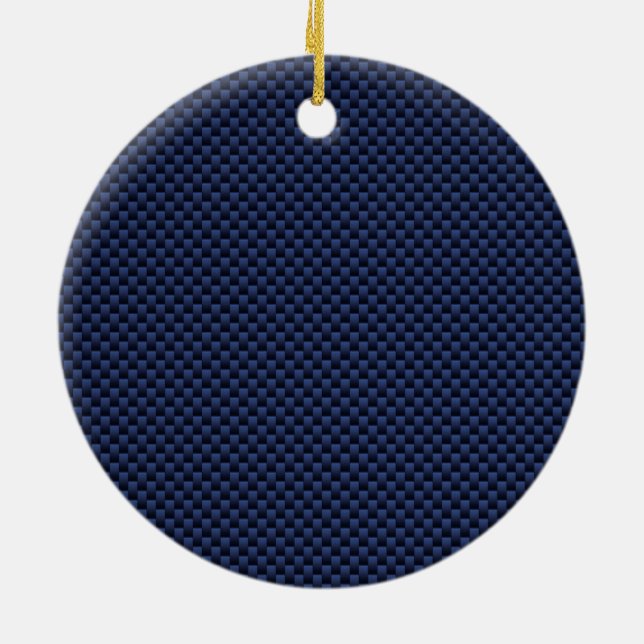 Royal Blue Automotive Carbon Fiber Decor Print Ceramic Ornament (Back)