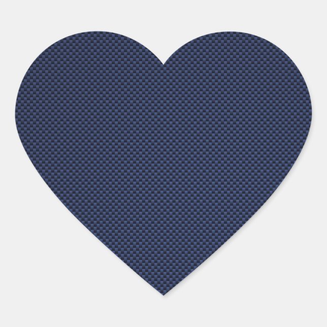 Royal Blue Automotive Carbon Fiber Weave Print Heart Sticker (Front)