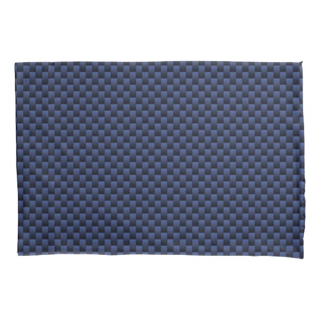 Royal Blue Automotive Carbon Fiber Weave Print Pillow Case (Front-Left)