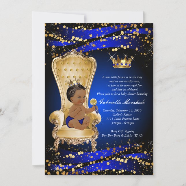 Royal Blue Baby Shower, Baby shower Invitation (Front)