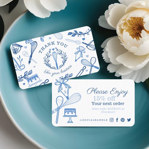 Royal Blue Baking  Cooking Utensil Thank You Business Card