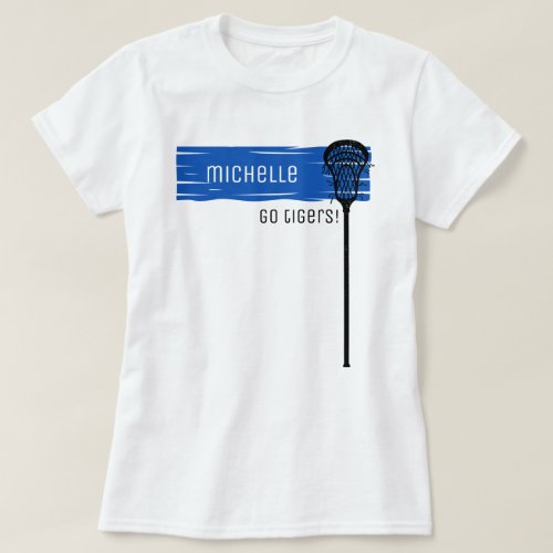 Royal Blue Banner with Lacrosse Stick T_Shirt