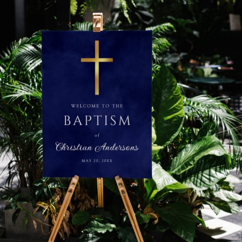 Royal Blue Baptism Boy Welcome Sign