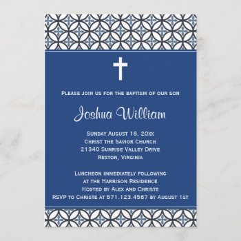 Royal Blue Baptism Christening Invitation by OnceForAll at Zazzle