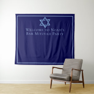 Royal Blue Bar Mitzvah Party Photo Booth Tapestry