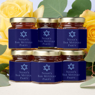 Royal Blue Bar Mitzvah Party Star of David Honey Jar Favors