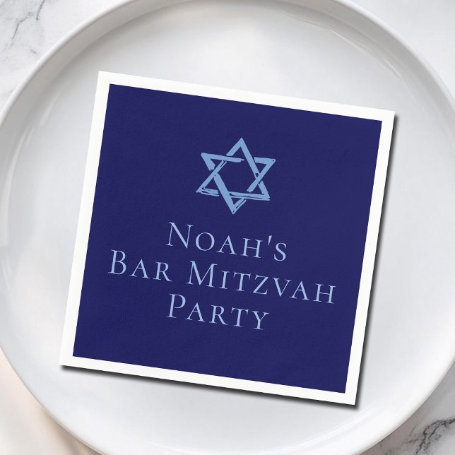 Royal Blue Bar Mitzvah Party Star of David Napkins (Creator Uploaded)