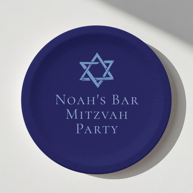 Royal Blue Bar Mitzvah Party Star of David Paper Plates (Creator Uploaded)