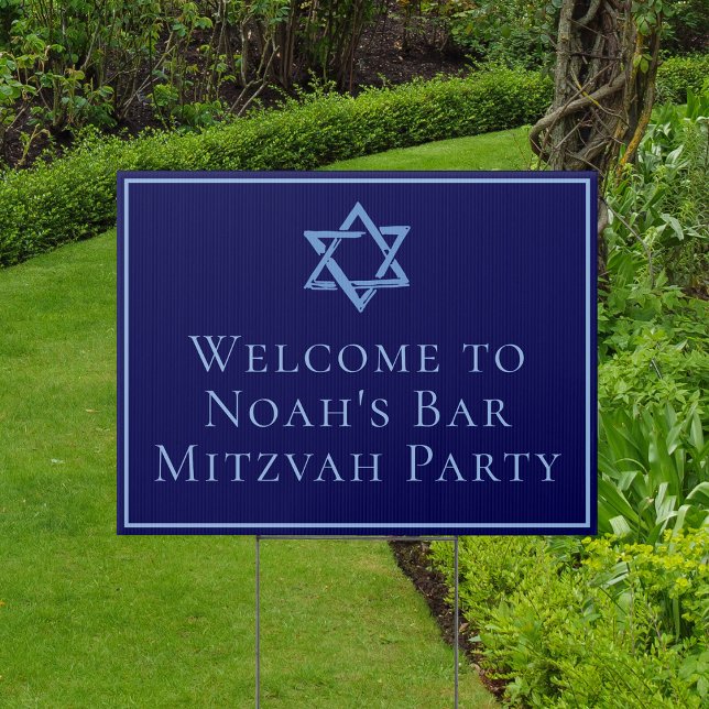 Royal Blue Bar Mitzvah Party Star of David Yard Sign (Creator Uploaded)