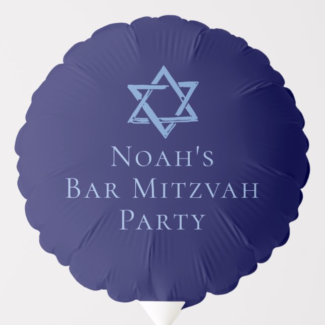 Royal Blue Bar Mitzvah Star of David Party Balloon (Front)