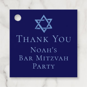 Royal Blue Bar Mitzvah Star of David Party Favor Tags