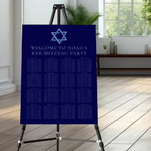 Royal Blue Bar Mitzvah Star of David Seating Chart Foam Board