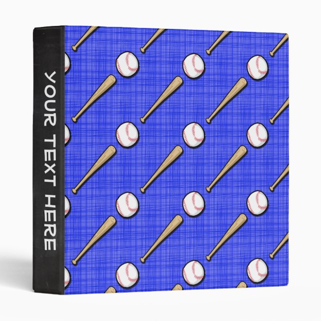 Royal Blue Baseball Pattern Binder (Front/Spine)