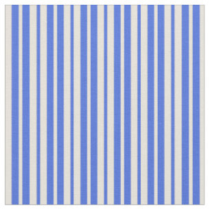 Royal Blue & Beige Colored Striped/Lined Pattern Fabric