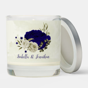 Royal blue beige floral wedding scented candle