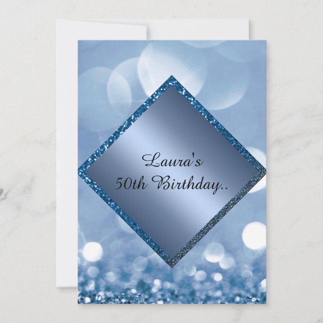 Royal blue birthday online custom elegant birthday invitation (Front)