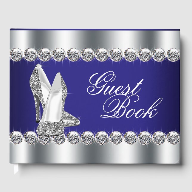 Royal Blue Birthday Party Guest Book (Front)
