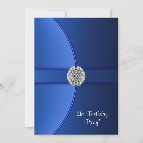 Royal Blue Womans 21st Birthday Party Custom Announcement