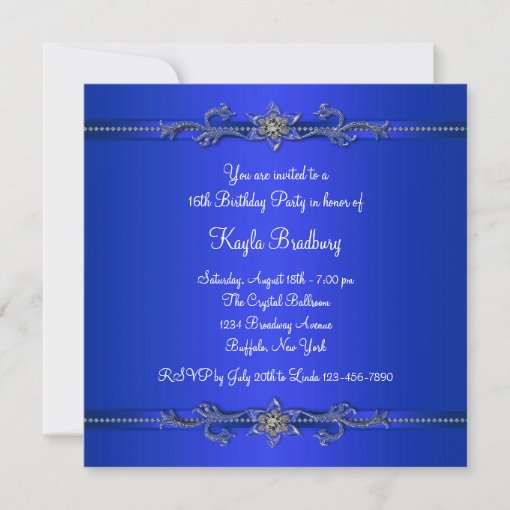 Royal Blue Birthday Party Invitation Zazzle