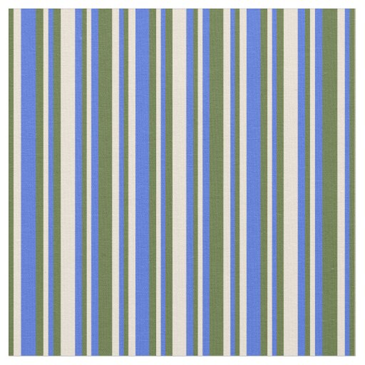 Royal Blue, Bisque, and Dark Olive Green Pattern Fabric