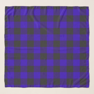 Royal Blue Black Buffalo Plaid Check Scarf