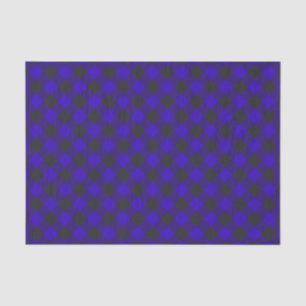 Royal Blue Black Buffalo Plaid Check Tissue Paper