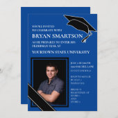 Royal Blue Black College Trunk Party Photo Invitation (Front/Back)