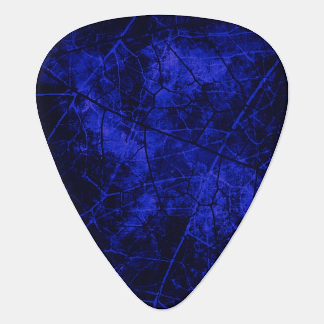 Royal Blue Black Crackle Lacquer Grunge Texture Guitar Pick (Front)